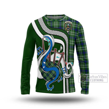 Haliburton Tartan Long Sleeve T-Shirt with Epic Bagpipe Style