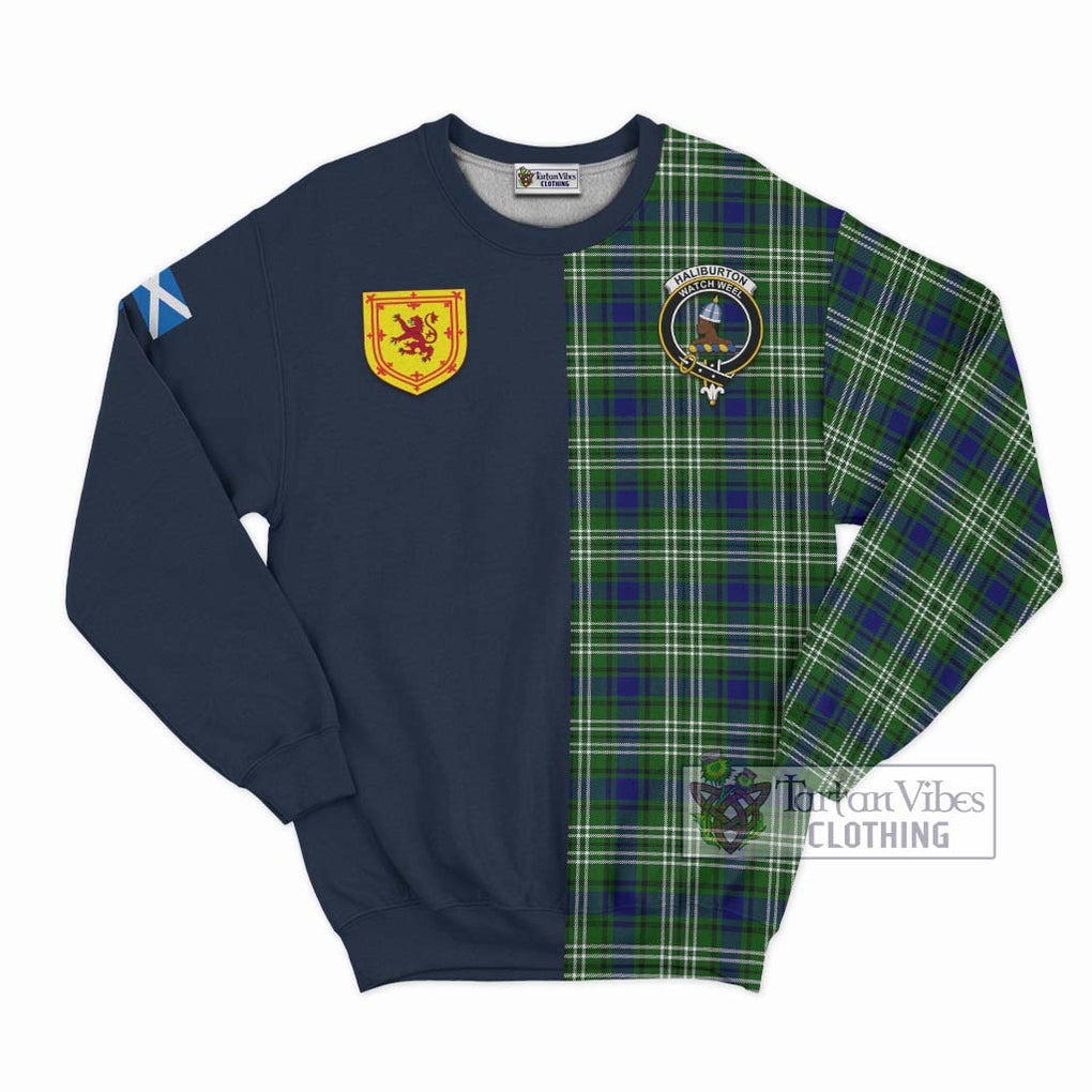 Tartan Vibes Clothing Haliburton Tartan Sweatshirt with Scottish Lion Royal Arm Half Style