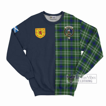 Haliburton Tartan Sweatshirt Alba with Scottish Lion Royal Arm Half Style