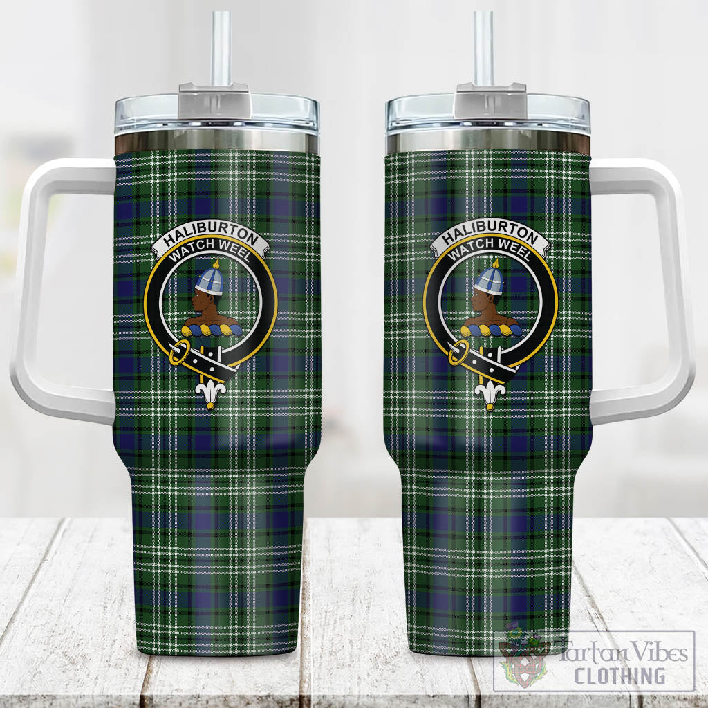 Tartan Vibes Clothing Haliburton Tartan and Family Crest Tumbler with Handle