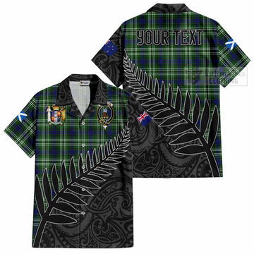 Haliburton Crest Tartan Short Sleeve Button Shirt with New Zealand Silver Fern Half Style