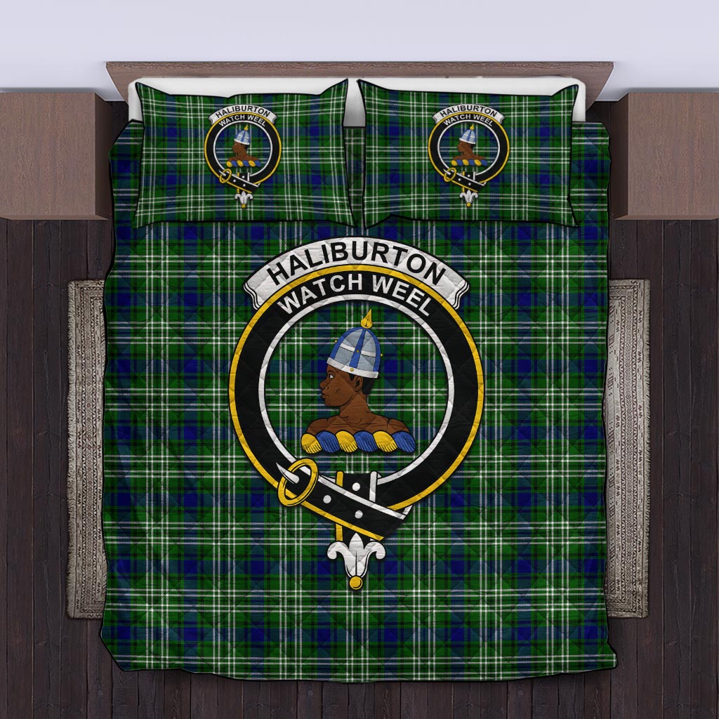 Haliburton Tartan Quilt Bed Set with Family Crest Twin - Tartan Vibes Clothing