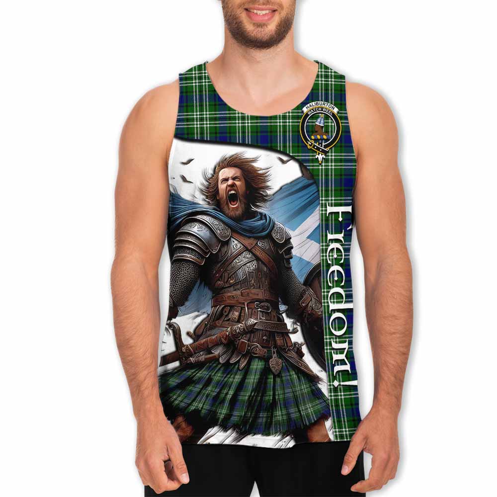 Tartan Vibes Clothing Haliburton Crest Tartan Men's Tank Top Inspired by the Freedom of Scottish Warrior