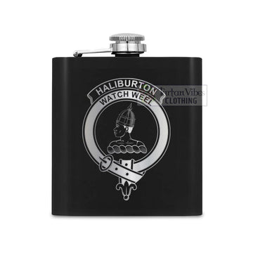 Haliburton Crest Hip Flask Set 7oz Black Stainless Steel with A Gift Box