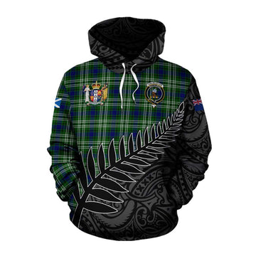 Haliburton Crest Tartan Cotton Hoodie with New Zealand Silver Fern Half Style