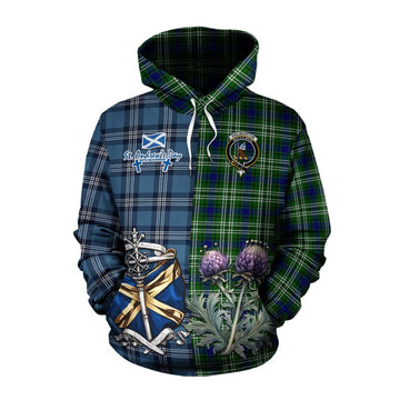 Haliburton Tartan Cotton Hoodie Happy St. Andrew's Day Half Tartan Style