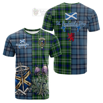 Haliburton Tartan Cotton T-shirt Happy St. Andrew's Day Half Tartan Style