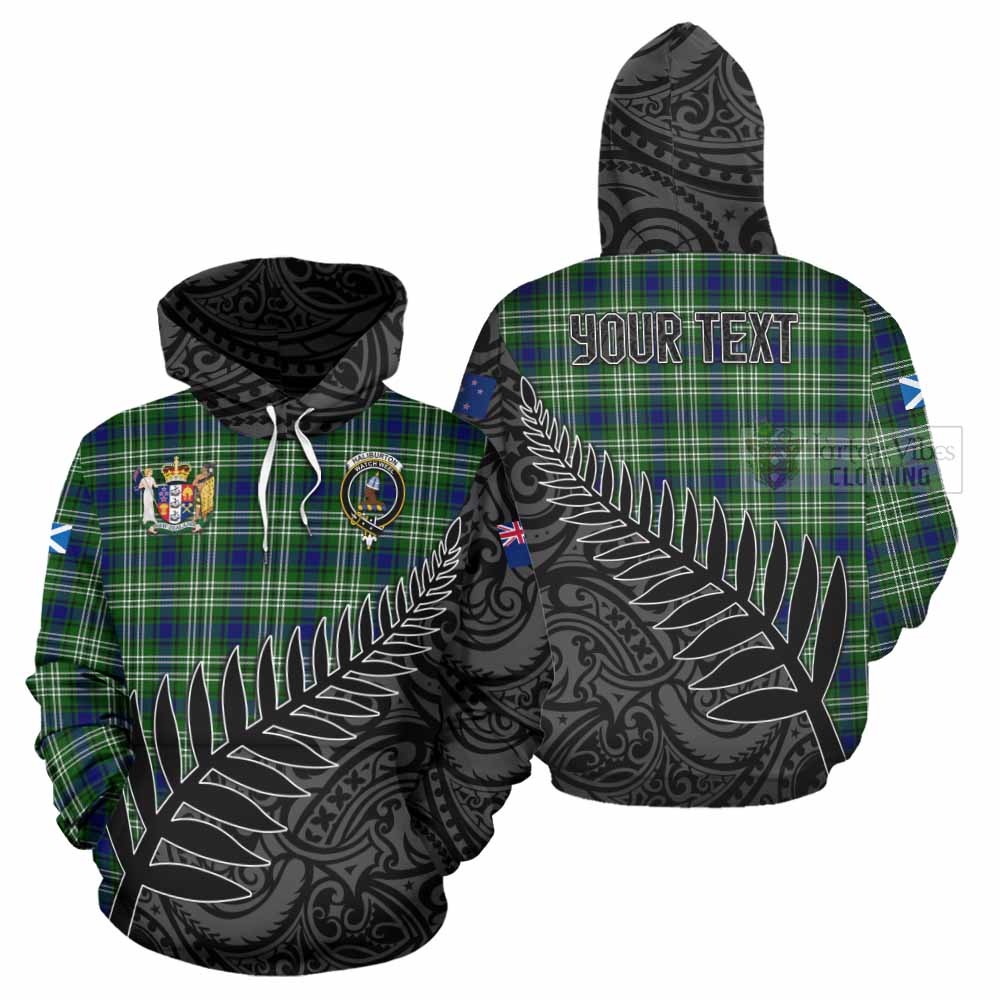 Tartan Vibes Clothing Haliburton Crest Tartan Hoodie with New Zealand Silver Fern Half Style