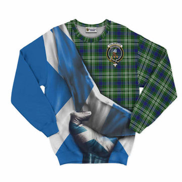 Haliburton Tartan Sweatshirt with Family Crest Scotland Patriotic Style