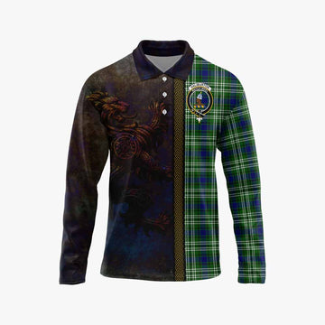 Haliburton Tartan Family Crest Long Sleeve Polo Shirt Alba Gu Brath Be Brave Lion Ancient Style Unisex - Tartan Vibes Clothing