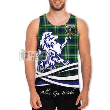 Haliburton Tartan Men's Tank Top with Alba Gu Brath Regal Lion Emblem