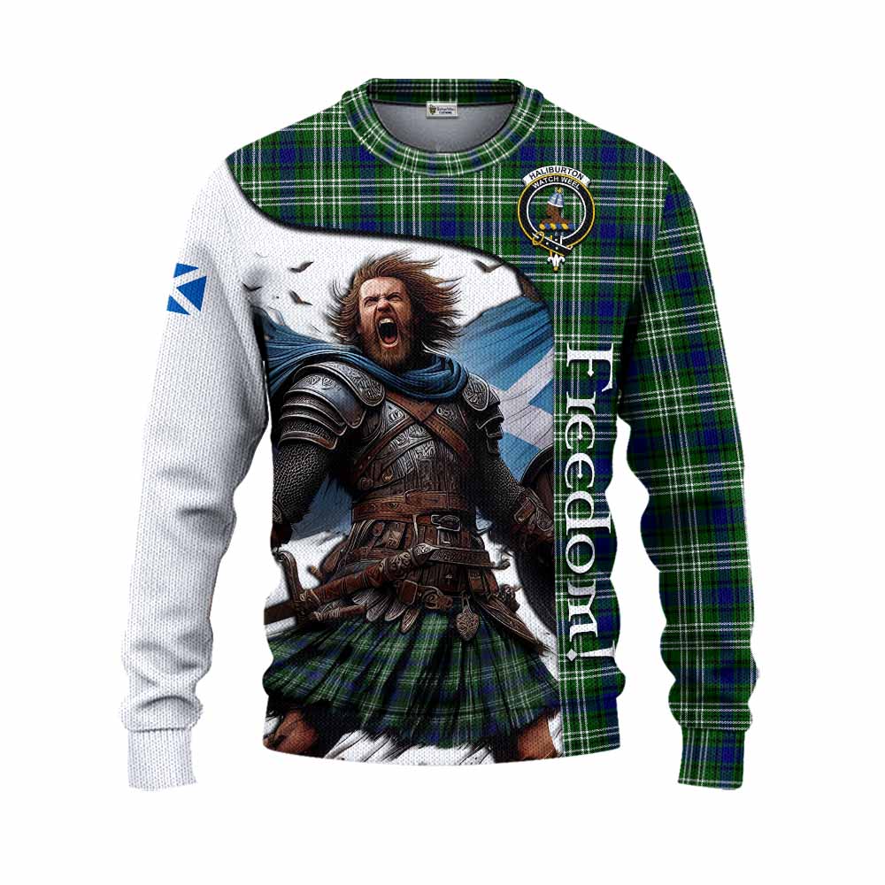 Tartan Vibes Clothing Haliburton Crest Tartan Knitted Sweater Inspired by the Freedom of Scottish Warrior