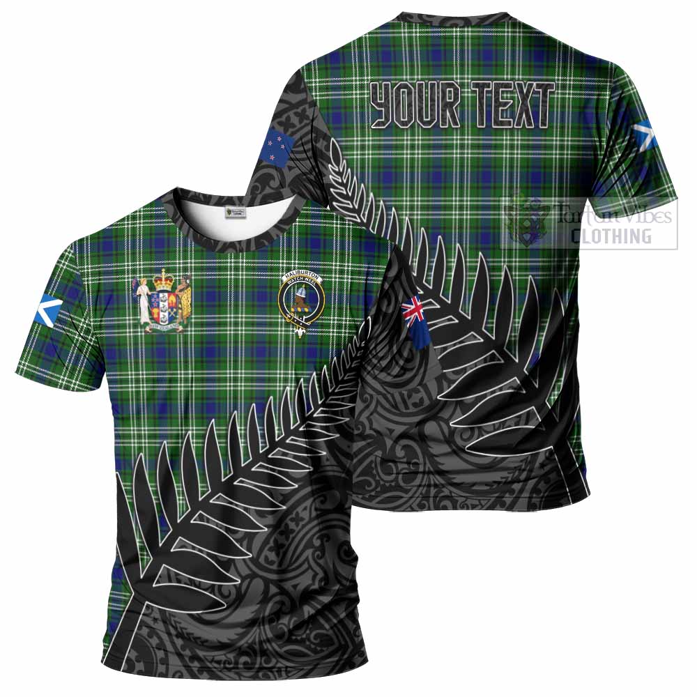 Tartan Vibes Clothing Haliburton Crest Tartan T-Shirt with New Zealand Silver Fern Half Style