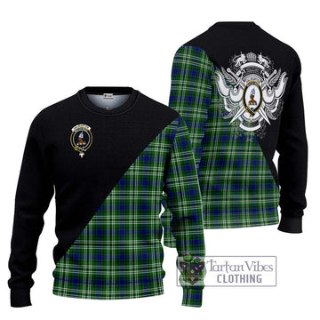 Haliburton Tartan Ugly Sweater with Family Crest and Military Logo Style