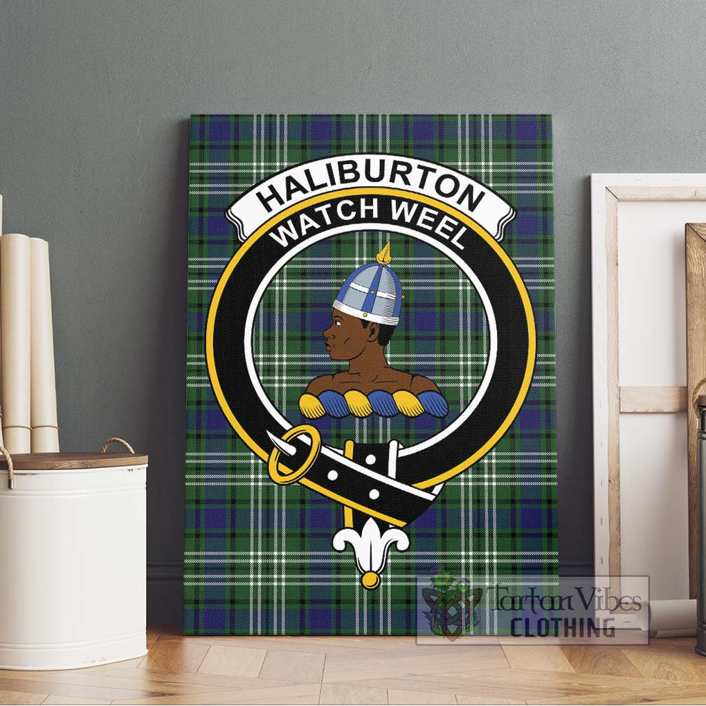 Haliburton Tartan Canvas Print Wall Art with Family Crest Without Frame - Tartan Vibes Clothing