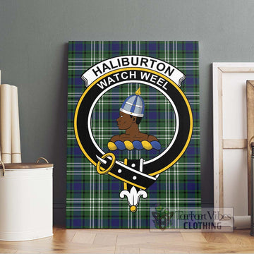 Haliburton Tartan Canvas Print Wall Art with Family Crest