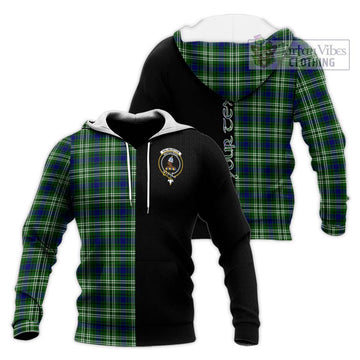 Haliburton Tartan Knitted Hoodie with Family Crest and Half Of Me Style