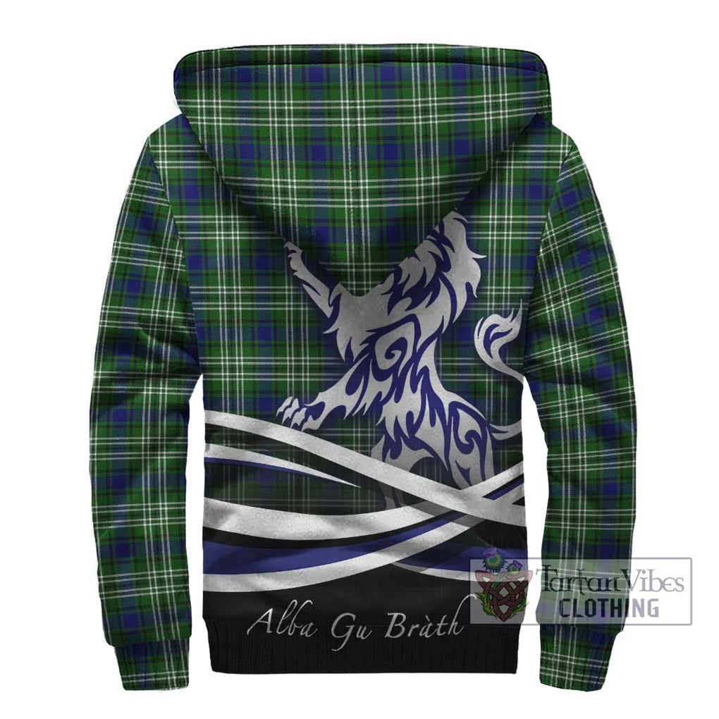 Haliburton Tartan Sherpa Hoodie with Alba Gu Brath Regal Lion Emblem - Tartanvibesclothing Shop