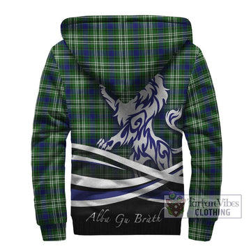 Haliburton Tartan Sherpa Hoodie with Alba Gu Brath Regal Lion Emblem