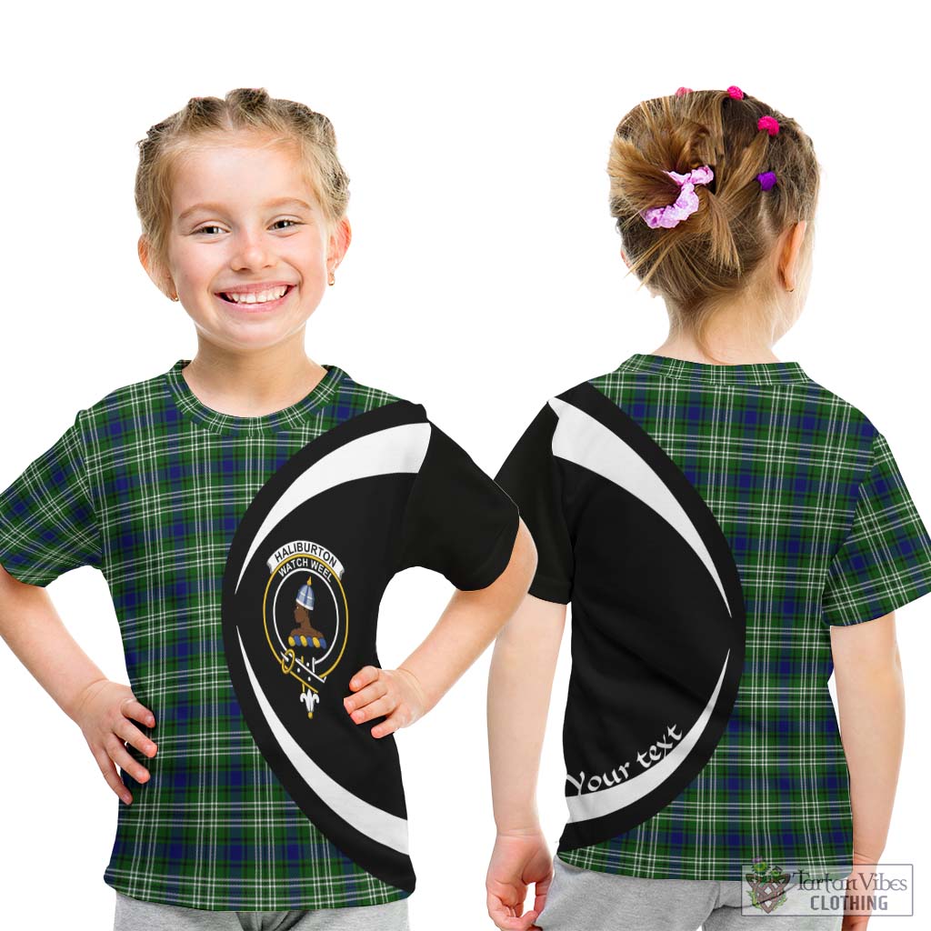 Haliburton Tartan Kid T-Shirt with Family Crest Circle Style - Tartan Vibes Clothing