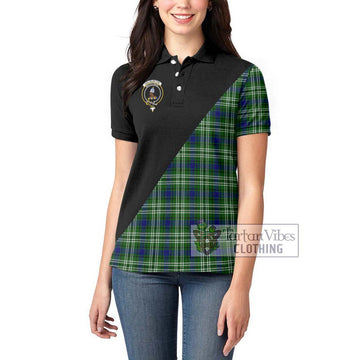 Haliburton Tartan Women's Polo Shirt with Family Crest and Military Logo Style