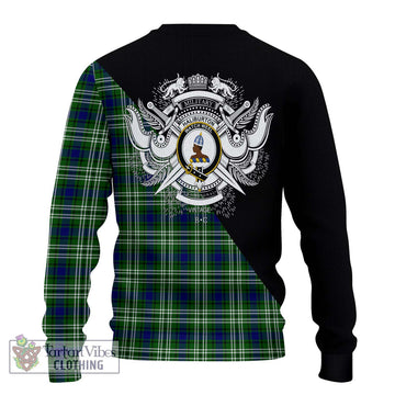 Haliburton Tartan Ugly Sweater with Family Crest and Military Logo Style