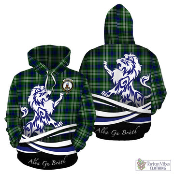 Haliburton Tartan Hoodie with Alba Gu Brath Regal Lion Emblem