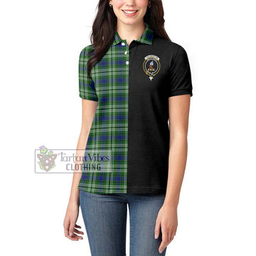 Haliburton Tartan Women's Polo Shirt with Family Crest and Half Of Me Style