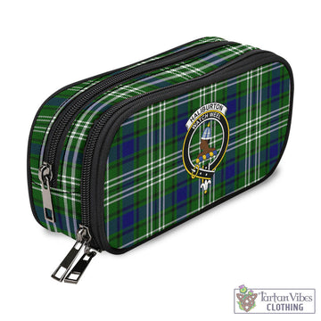 Haliburton Tartan Pen and Pencil Case with Family Crest