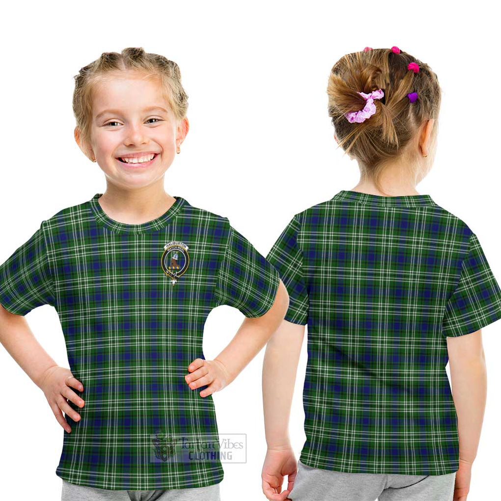 Haliburton Tartan Kid T-Shirt with Family Crest - Tartanvibesclothing Shop