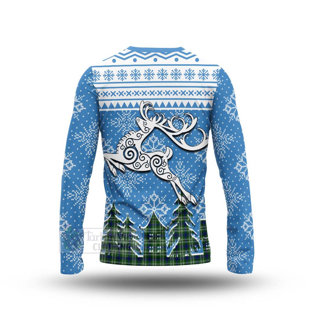 Tartan Vibes Clothing Haliburton Clan Christmas Long Sleeve T-Shirt Celtic Reindeer Style