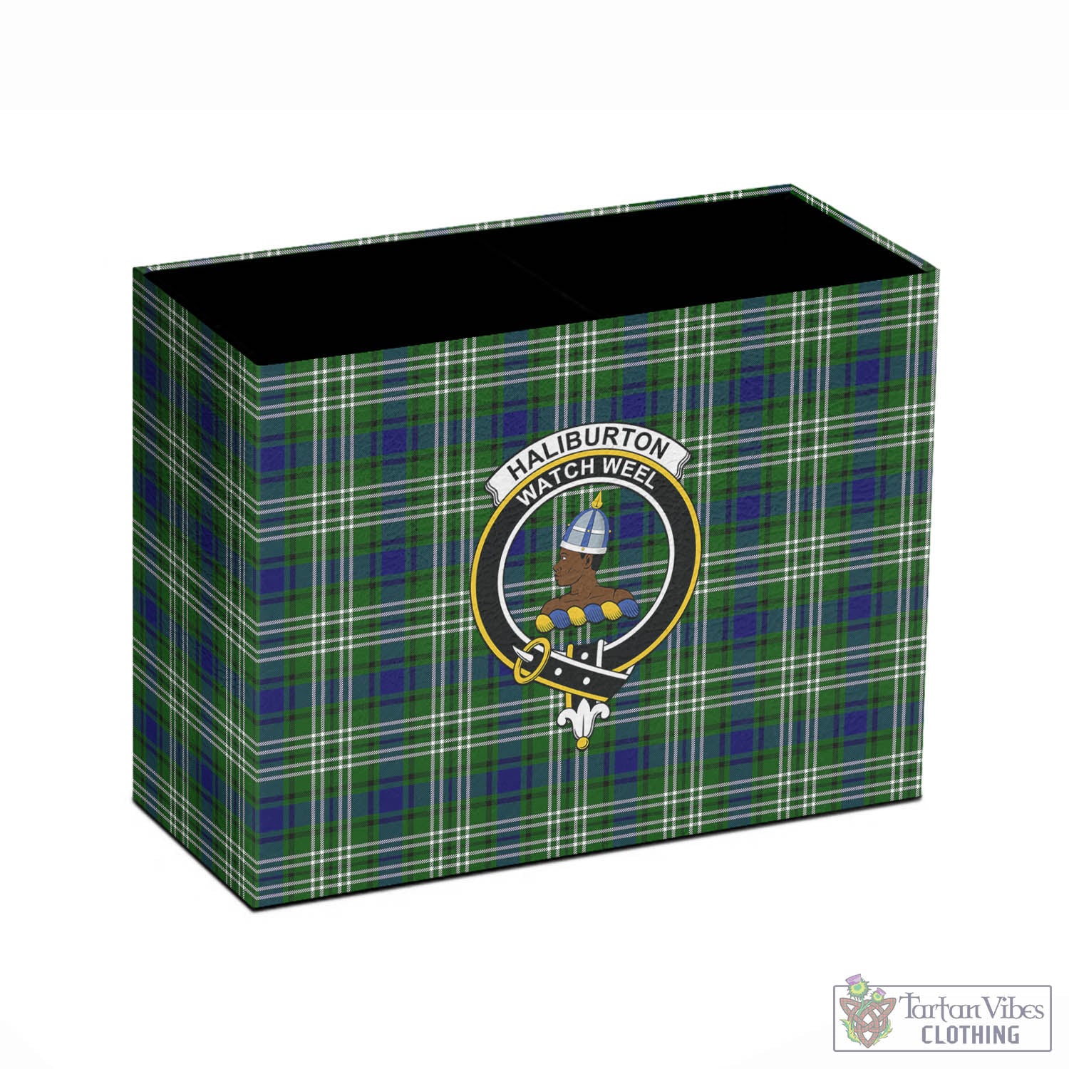 Tartan Vibes Clothing Haliburton Tartan Pen Holder with Family Crest