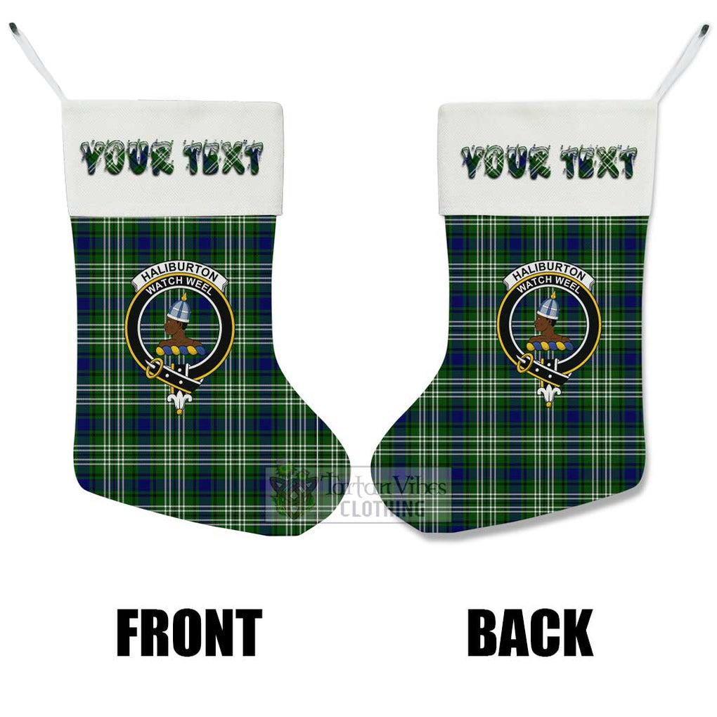 Tartan Vibes Clothing Haliburton Tartan Family Crest Christmas Stocking with Personalized Text