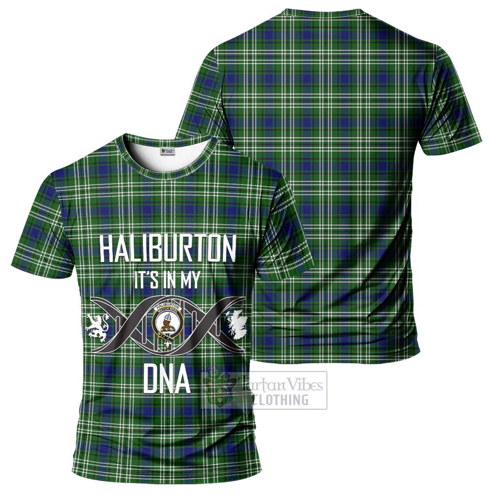 Haliburton Tartan T-Shirt with Family Crest DNA In Me Style - Tartan Vibes Clothing