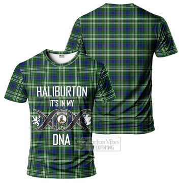 Haliburton Tartan T-Shirt with Family Crest DNA In Me Style