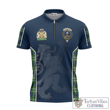 Haliburton Tartan Zipper Polo Shirt with Family Crest and Lion Rampant Vibes Sport Style