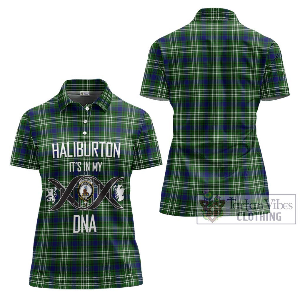 Haliburton Tartan Women's Polo Shirt with Family Crest DNA In Me Style - Tartanvibesclothing Shop