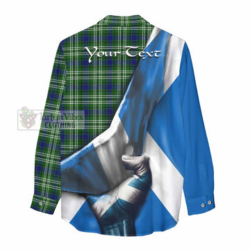 Haliburton Tartan Women's Casual Shirt with Family Crest Scotland Patriotic Style