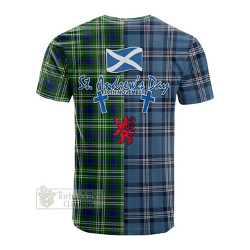 Haliburton Tartan Cotton T-shirt Happy St. Andrew's Day Half Tartan Style