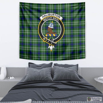 Haliburton Tartan Tapestry Wall Hanging and Home Decor for Room with Family Crest