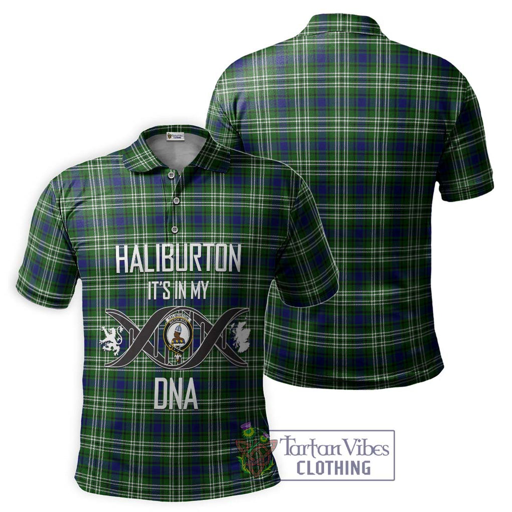 Haliburton Tartan Polo Shirt with Family Crest DNA In Me Style - Tartanvibesclothing Shop