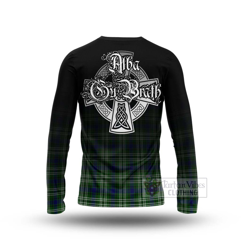 Tartan Vibes Clothing Haliburton Tartan Long Sleeve T-Shirt Featuring Alba Gu Brath Family Crest Celtic Inspired