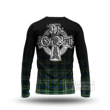 Haliburton Tartan Long Sleeve T-Shirt Featuring Alba Gu Brath Family Crest Celtic Inspired