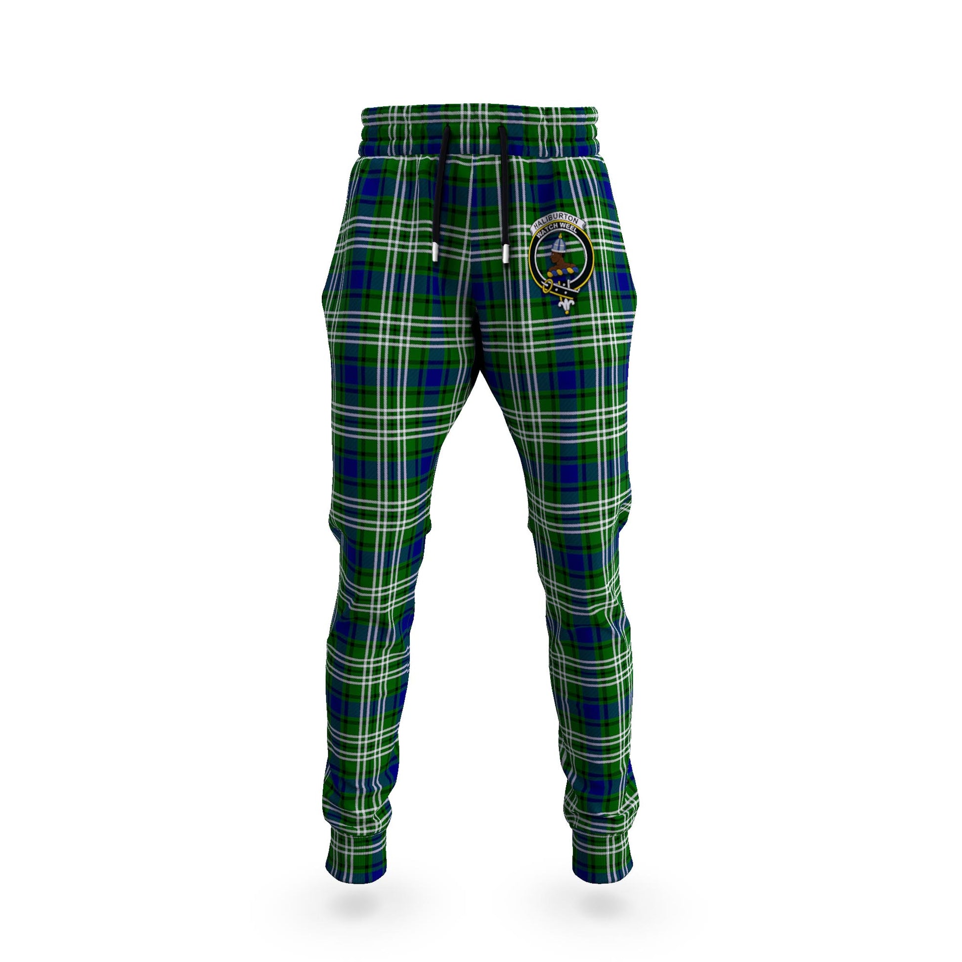 Haliburton Tartan Joggers Pants with Family Crest - Tartanvibesclothing