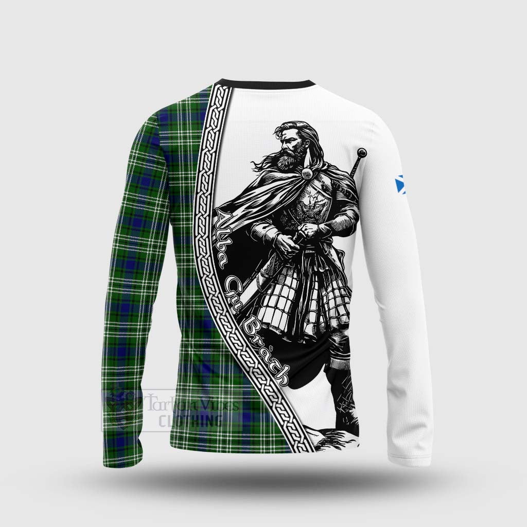 Tartan Vibes Clothing Haliburton Tartan Clan Crest Long Sleeve T-Shirt with Highlander Warrior Celtic Style