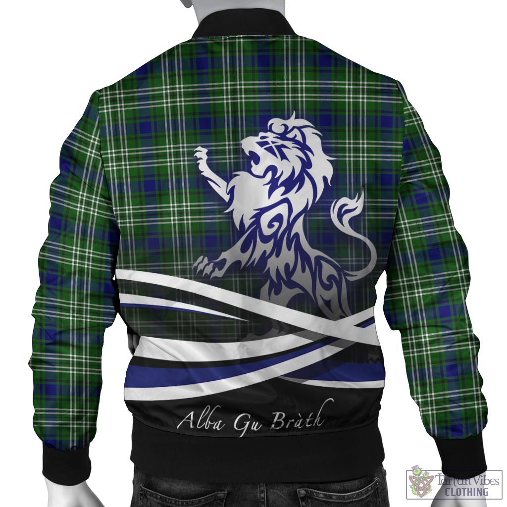 Tartan Vibes Clothing Haliburton Tartan Bomber Jacket with Alba Gu Brath Regal Lion Emblem