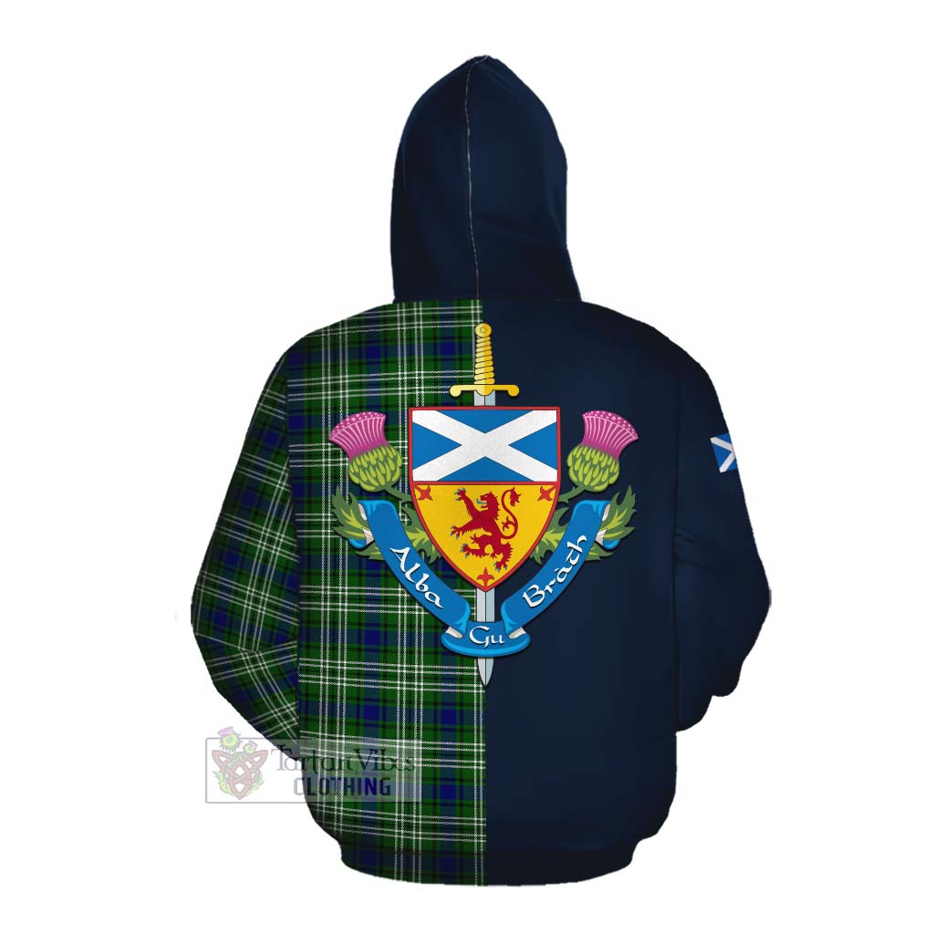 Tartan Vibes Clothing Haliburton Tartan Cotton Hoodie Alba with Scottish Lion Royal Arm Half Style