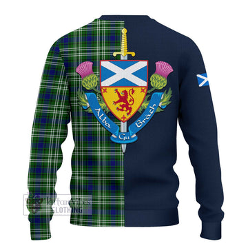 Haliburton Tartan Ugly Sweater with Scottish Lion Royal Arm Half Style