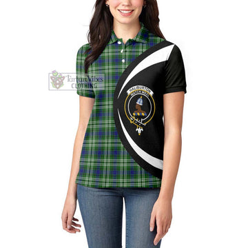 Haliburton Tartan Women's Polo Shirt with Family Crest Circle Style