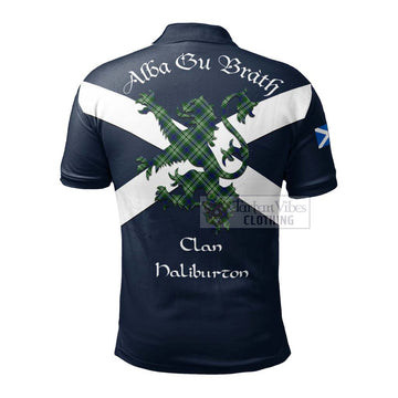 Haliburton Tartan Lion Rampant Polo Shirt Proudly Display Your Heritage with Alba Gu Brath and Clan Name